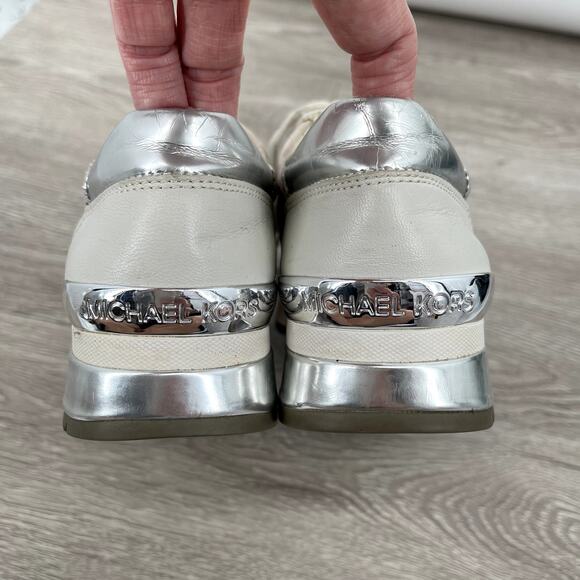 MICHAEL KORS Womens Allie Monogram Lace Up Logo Fashion Sneakers Vanilla - Sz 7 - Picture 8 of 12